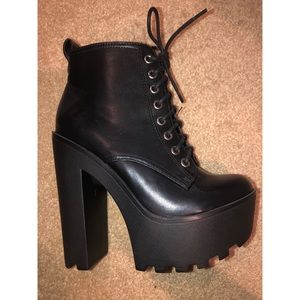 Black 6-inch lace up heels
